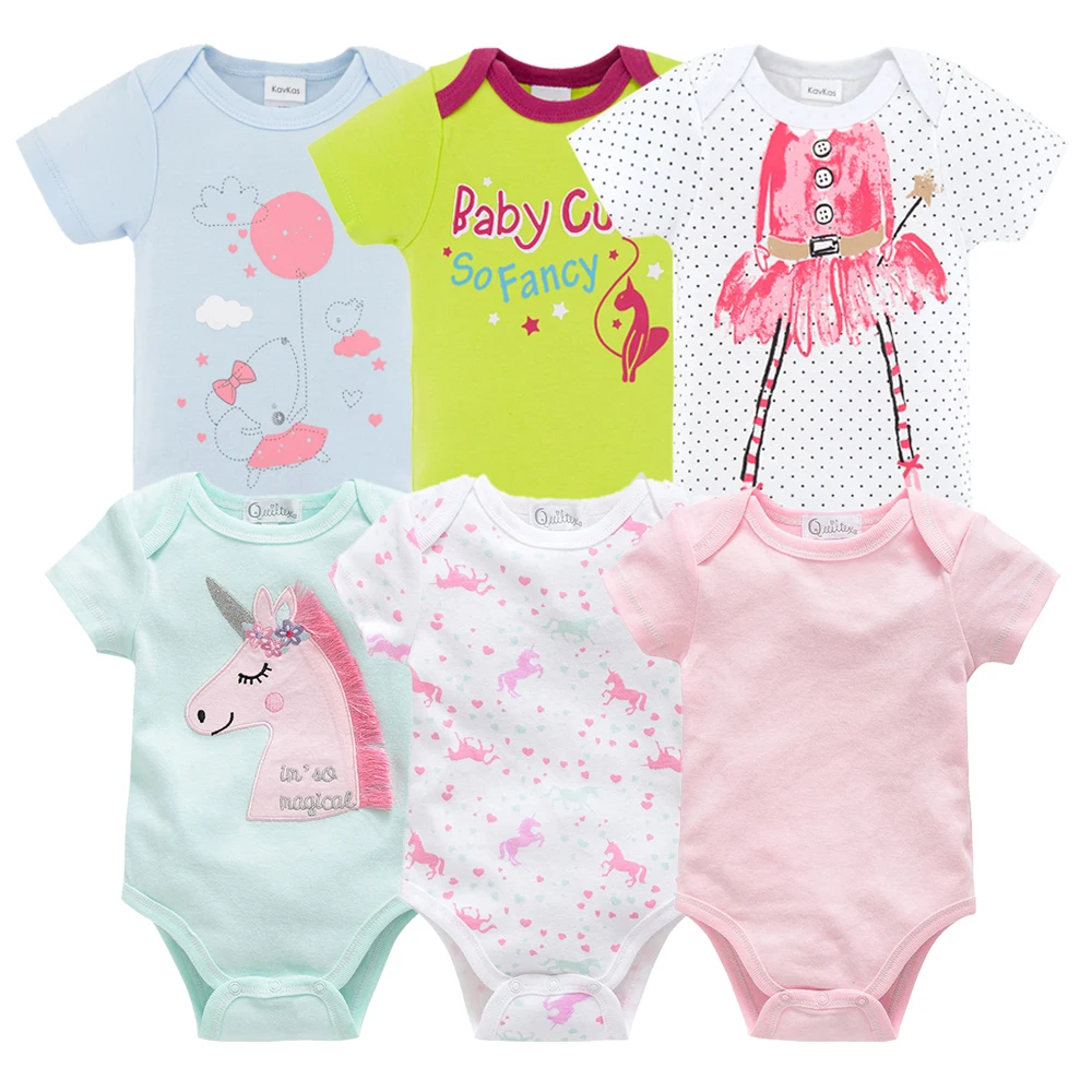 New Kavkas Newborn Baby Girls Footies Boys Clothes Babies Footie Long Sleeve 100%cotton printing Infant Clothes 0-12 Months