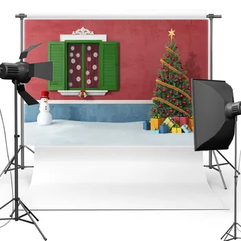 

MEHOFOTO Christmas Vinyl Photography Background For Newborn Red Wall New Fabric Flannel Backdrop For photo studio ST467