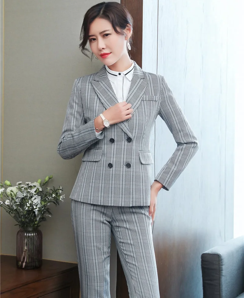 

Formal Uniforms Designs Pantsuits Autumn and Winter Business Work Wear With Blazers and Jackets Female Pants Suits Trousers Sets