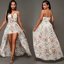 2016 neue Frauen Sommer Chiffon Maxi Kleid Strand Kleider Sommerkleid Größe S-XL