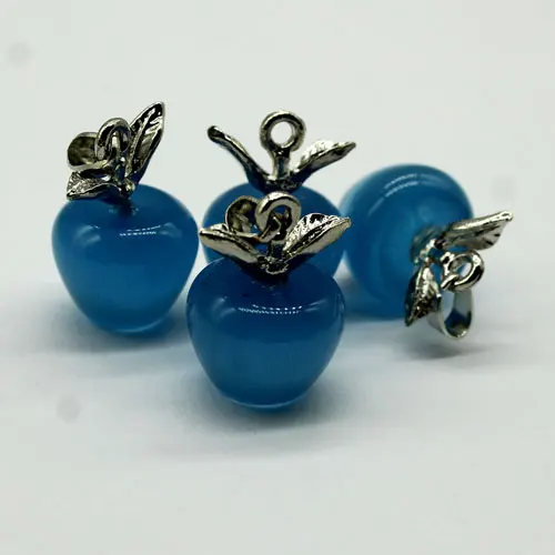 10 цветов Опал подвеска в форме яблока Diy ожерелье амулеты без цепи для девочек ювелирные изделия 5 шт - Окраска металла: 14mm-5pcs
