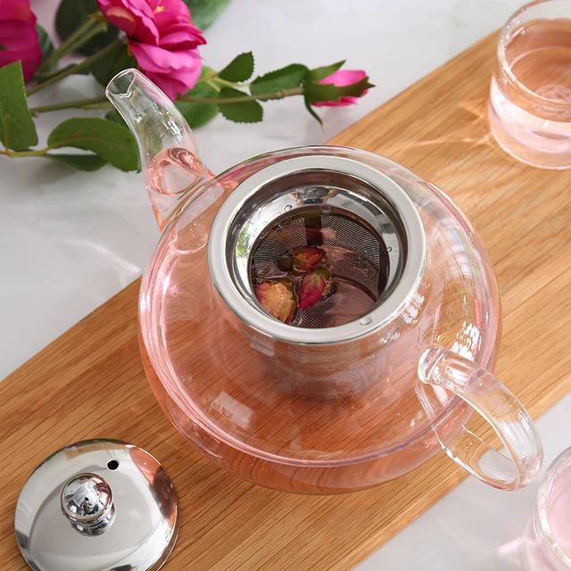Good Clear Borosilicate Glass Teapot With 304 Stainless Steel Infuser Strainer Heat Resistant Loose Leaf Tea