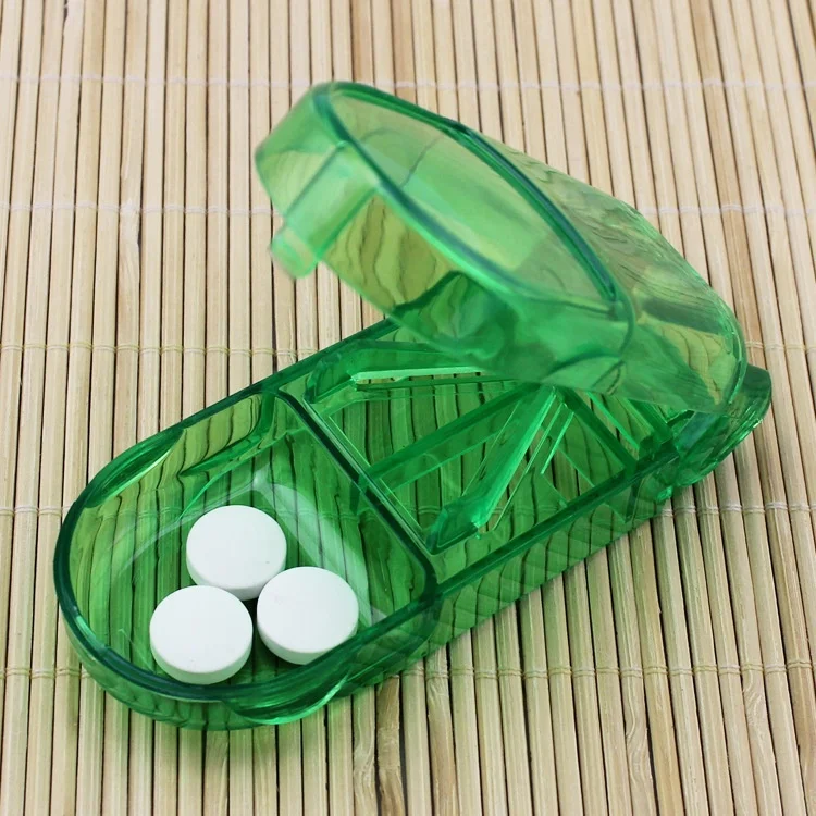 Складной чехол для таблеток с витаминным лекарством, чехол-органайзер для таблеток, контейнер для резки лекарств, дропшиппинг, DFA - Цвет: Зеленый