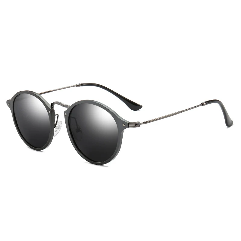 SIMPRECT поляризационные солнцезащитные очки, мужские круглые солнцезащитные очки из алюминиево-магниевого сплава, UV400, высокое качество, Ретро стиль, антибликовые солнцезащитные очки для мужчин - Цвет линз: gun