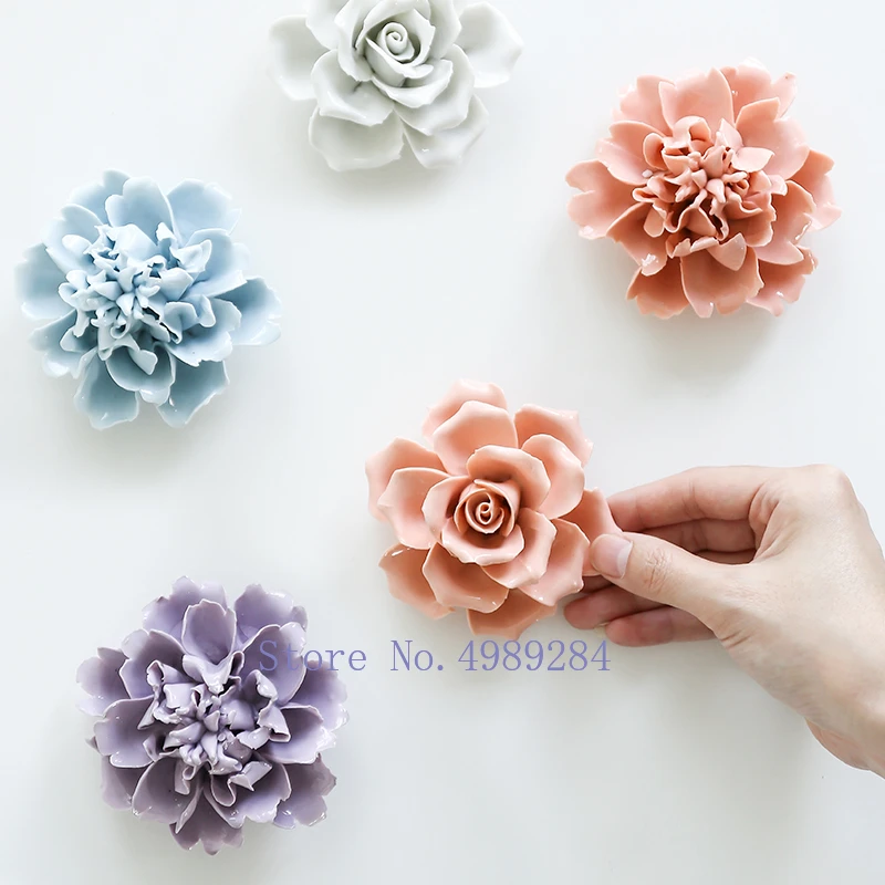 Handmade Scorpio Peony 3D Ceramic Flower Wall Pediments Sculptures Decor Handmade Scorpio Peony 3D Ceramic Flower Wall Pediments Sculptures Decor
