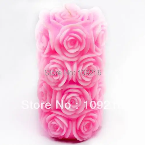 Оптом! стиль 3D Высокая цилиндрическая Роза(LZ0089) Силиконовая свеча ручной работы/Мыло Форма ремесла DIY Плесень