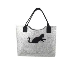 Многоразовая войлочная большая емкость женская сумка для покупок в супермаркете кошка ручная сумка модная сумка на плечо для девочек