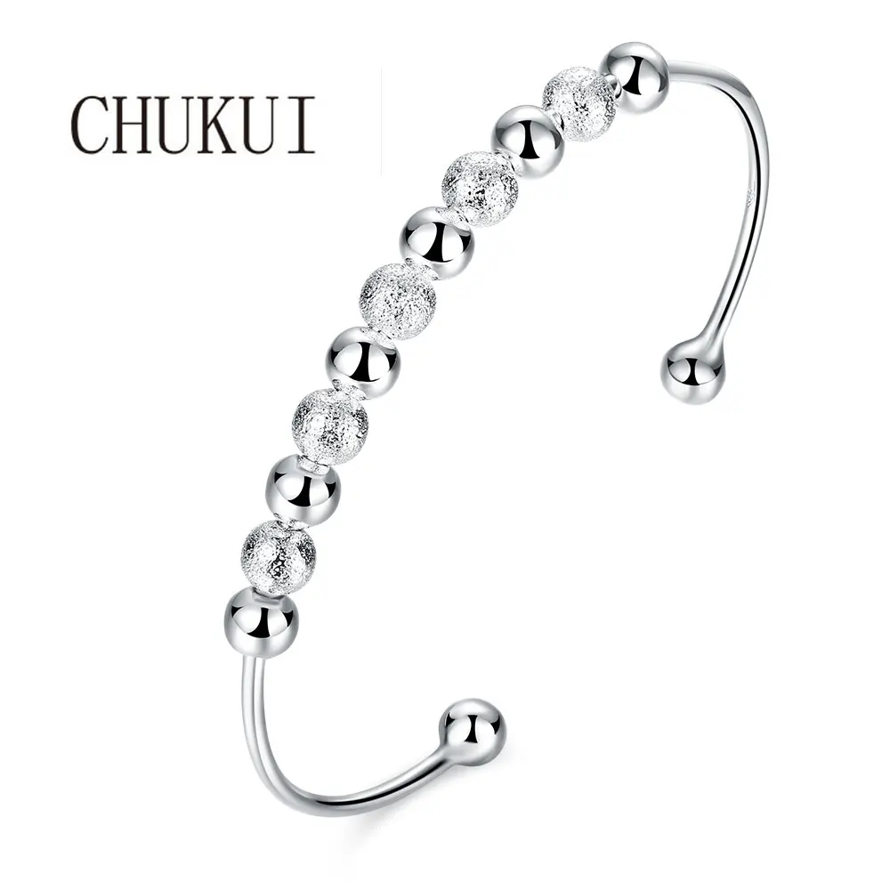 

CHUKUI Silver Bead Cuff Bracelets Bangles Jwelry for Women Elegant Beads Bracelet Copper Wholesale