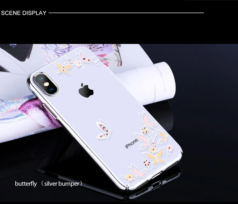 KINGXBAR for iPhone Xs Max Flower Case for iPhone Xs Case Thin Transparent for iPhone Xs Max Cover Luxury Crystal from Swarovski (13)