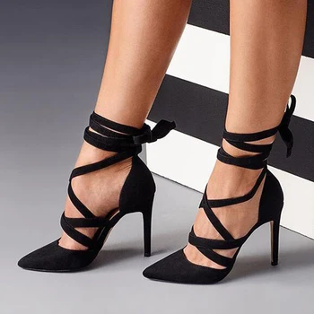 

brand design big size 47 sexy high heels Women Shoes sandals top quality lady Summer Party pointed toe ankle-wrap Shoes Woman