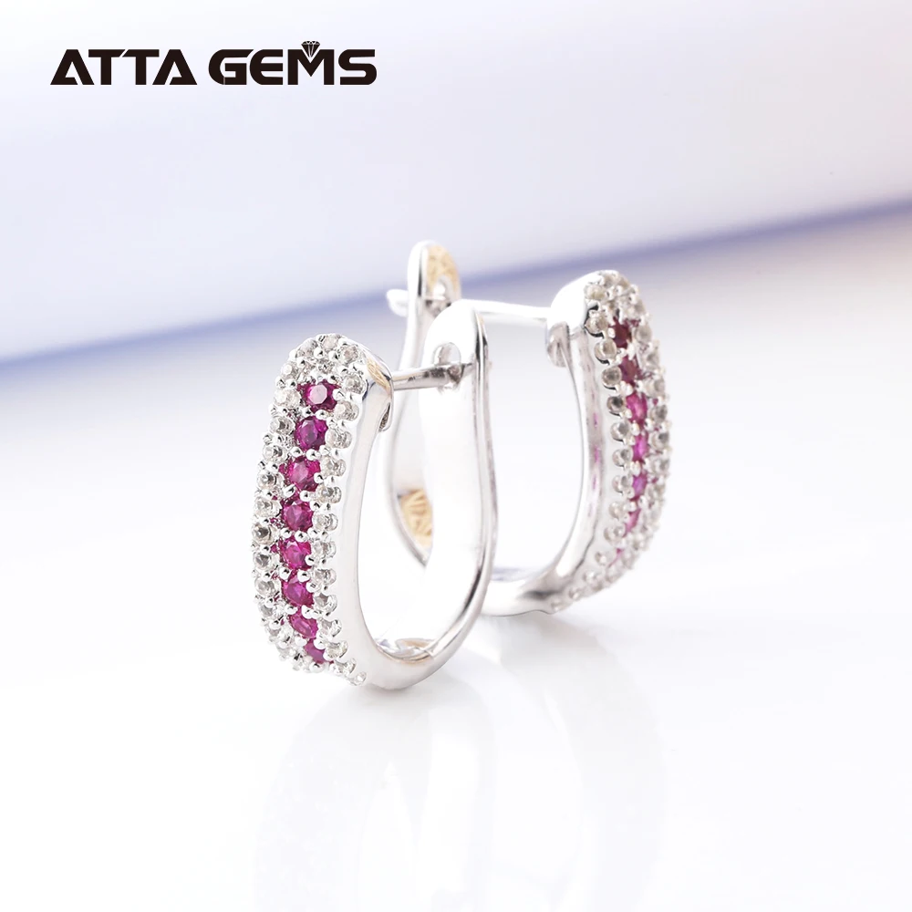 Najtaniej Rubinowy srebrny kolczyk dla kobiet klasyczny Design stworzony rubinowy kamień szlachetny dla członków rodziny prezenty biżuterii najwyższej jakości