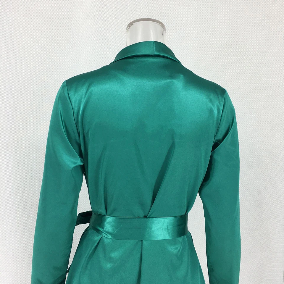 Long Sleeve Satin Dress with Belt (7)