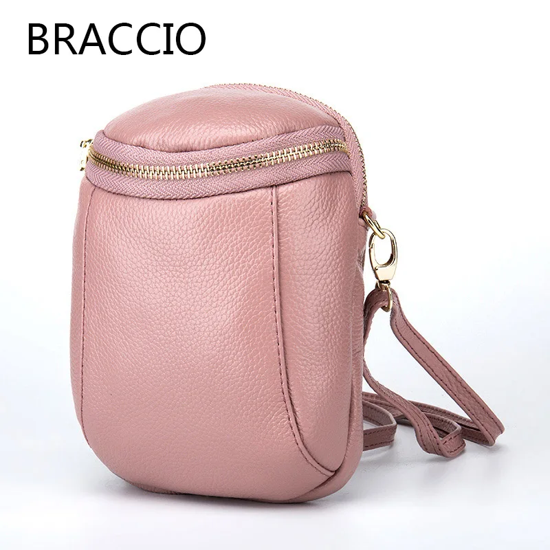 

Genuine Cow Leather Women Small Shoulder & Crossbody Bags Ladies Mini Messenger Bag Double Zipper Pockets Girls Purse For Phone