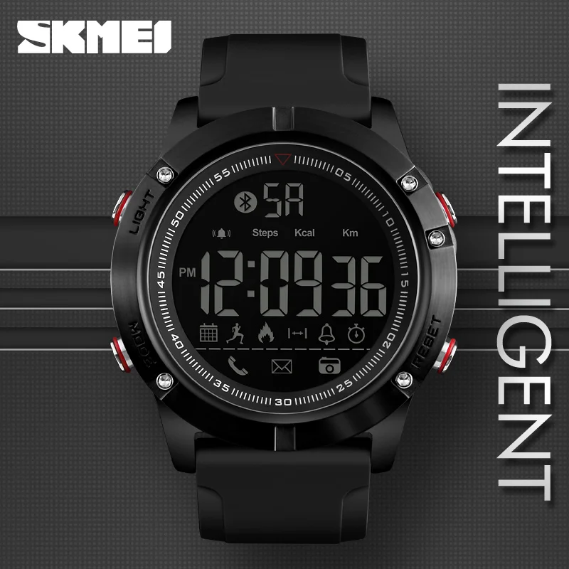 SKMEI Для мужчин модные часы Smart Watch спортивные Bluetooth шагомер калории наручные часы с дистанционным управлением Камера светодиодный военные