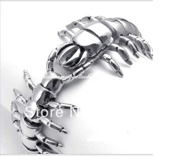 107g Huge Heavy casting Stainless Steel cool Men's jewelry retro punk biker centipede link bracelet bangle 3