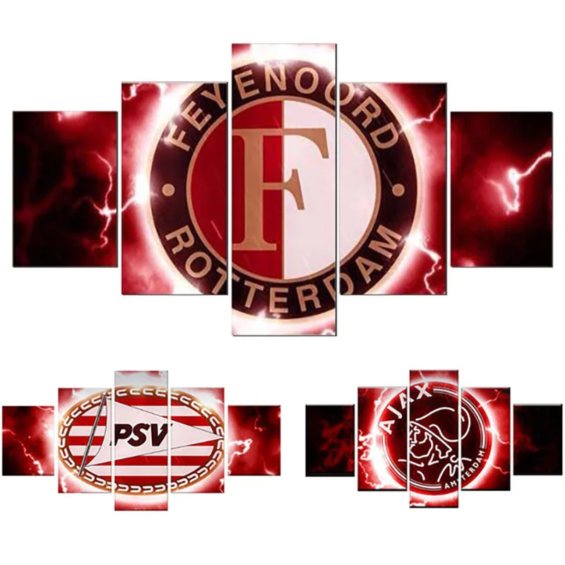 

5pcs Full Square/Round Drill 5D DIY Diamond Painting "Football Logo" Multi-picture Combination 3D Embroidery Mosaic Decor