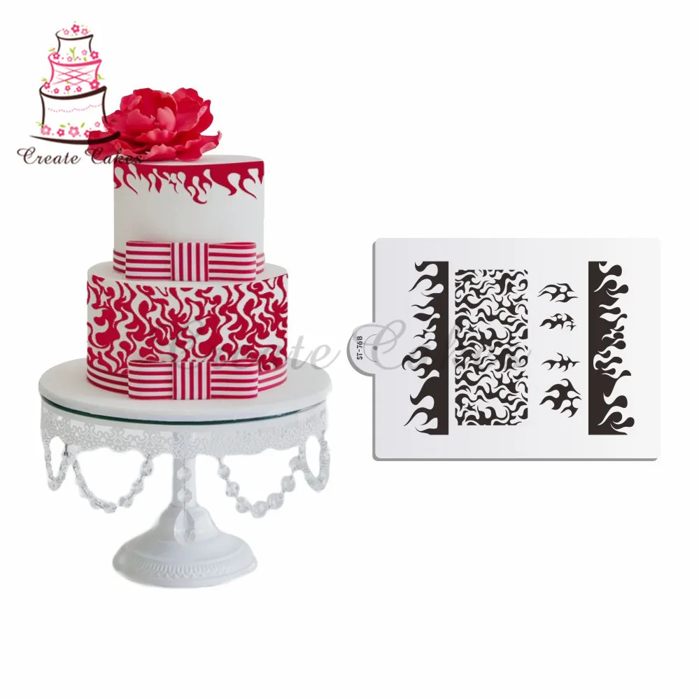 Flame Decorating Stencil Design Cake Border Fondant Plastic Cake