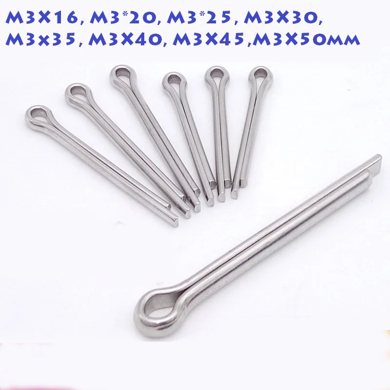 100 шт./лот 304 нержавеющая сталь M3X16 M3 * 20 25 M3X30 m3x35 мм M3X40 M3X45 m3x50 разделенные штифты с