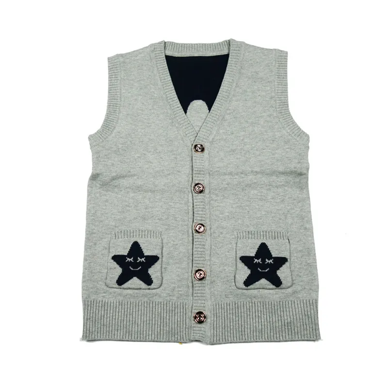 DapChild Brand Kids Knitted Vest Spring Autumn Sleeveless Sweater Children Tops Outfits Casual England Waistcoat Boy's Cardigan