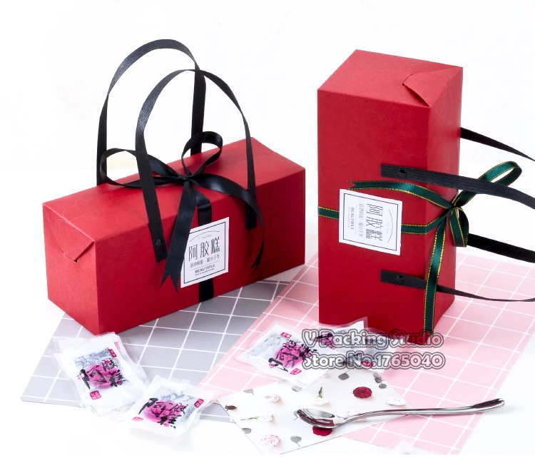 

24.5x9.5x10.5cm Red Paper Box,Kraft Paper Bag with Handle Present food biscuit Packaging Box Scarf/Gift Boxes 100pcs/lot