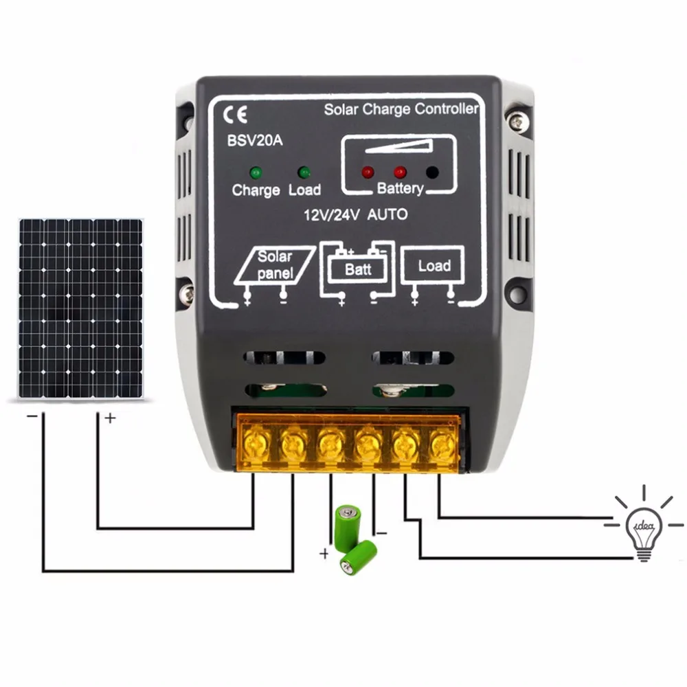 20A 12 V/24 V солнечная панель регулятор заряда Регулятор безопасный защитный
