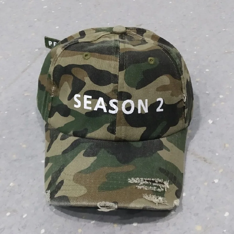 

New Season Kanye West Camouflage Caps Men Women Broken Hole Visor Dad Hats Hip Hop Military Green Baseball Cap