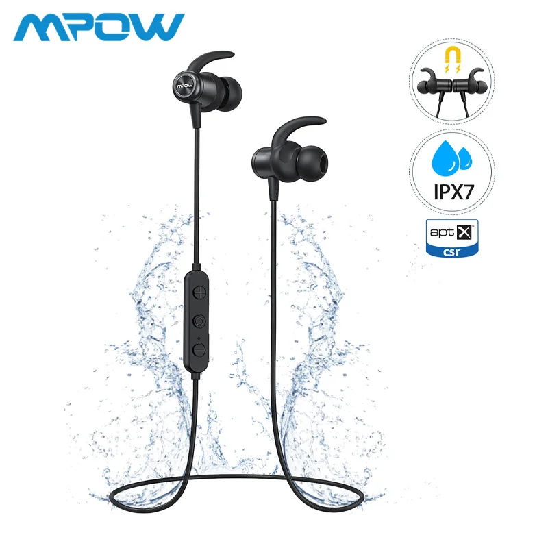 Mpow S11 ipx7 Waterproof APTX Earphones Bluetooth 5.0 Sports Earbuds Magnetic Desgin 9H Playing For iPhone Samsung Huawei Xiaomi