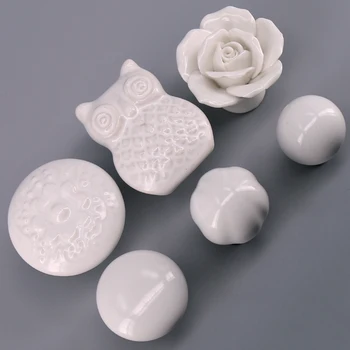 1x Single Hole Furniture Door Knobs Cabinet Drawer Cupboard Locker Kitchen Pull White Ceramic Handle Wardrobe Handle Pull