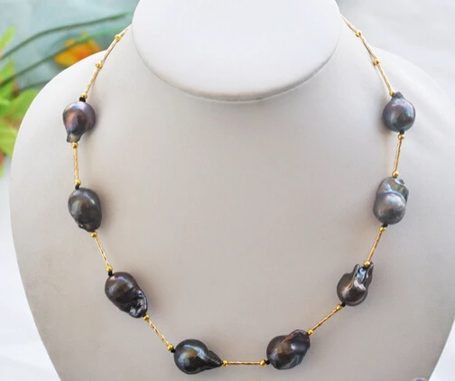 

ddh002887 18" 20mm black BAROQUE KESHI REBORN PEARL NECKLACE