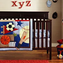 Промо-акция! 6 шт. вышивка детское постельное белье набор Детская кроватка комплект хлопок постельное белье, включают(бампер+ одеяло+ покрывало