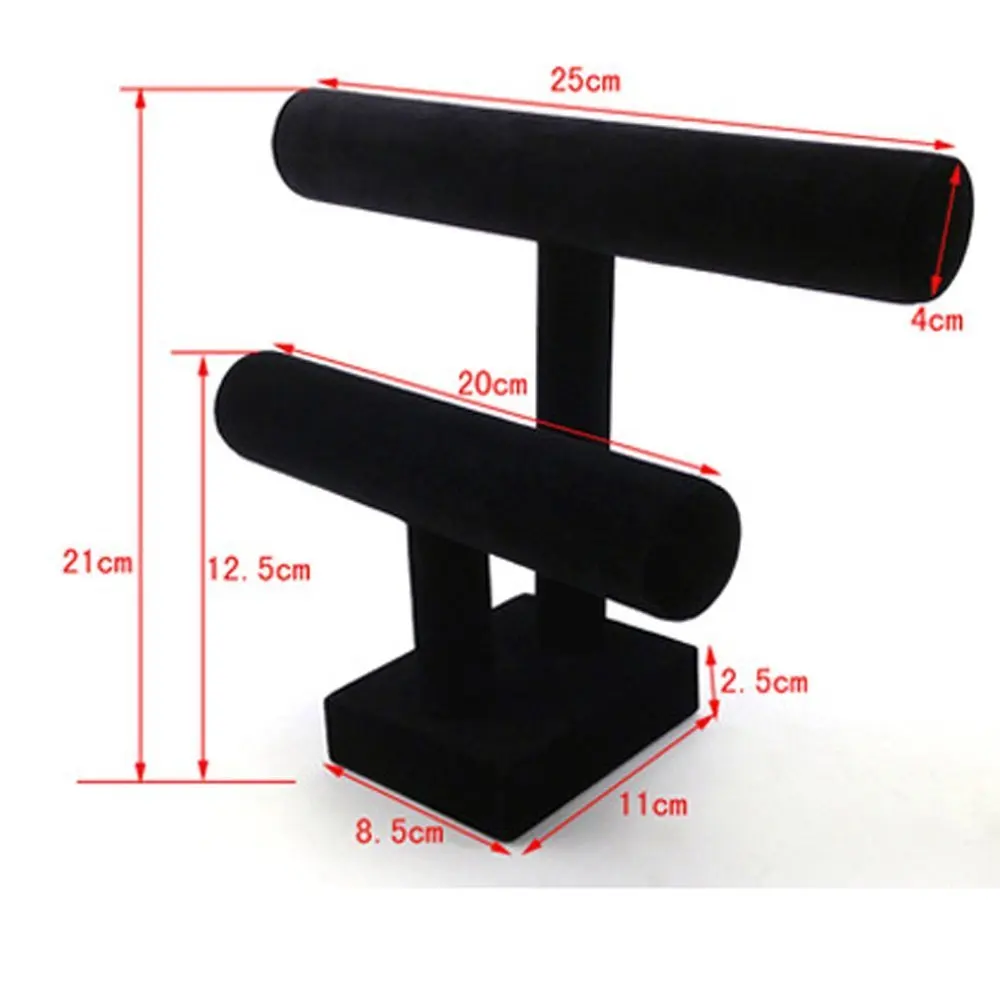  Removable Holder Black Velvet 2 Tier Necklace Jewelry Bangle Bracelet Organizer Holder Display Stan