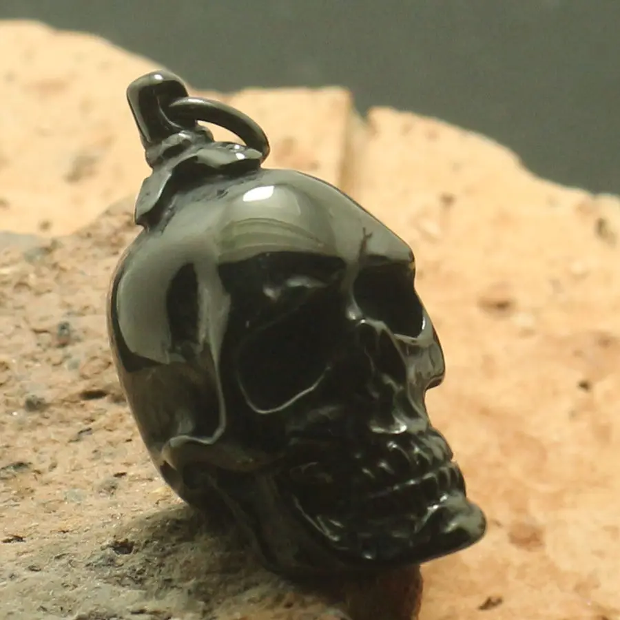 Boy 316L Stainless Steel Polishing Cool Black Punk Gothic Skull Pendant 3