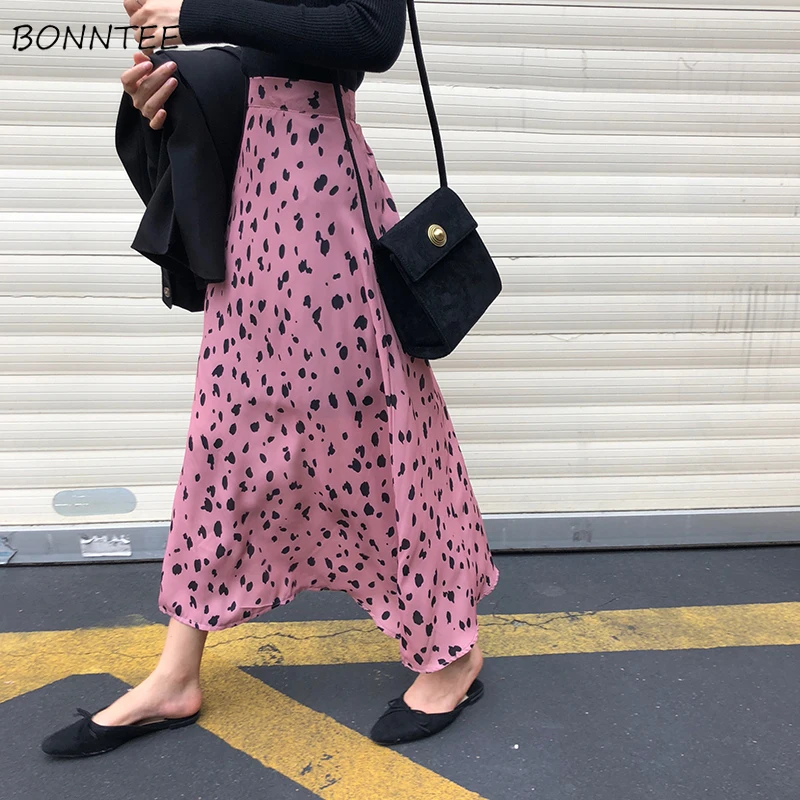 

Skirts Women Leopard Simple All-match Trendy Retro Korean Style Womens Leisure Pink High Waist Harajuku Skirt Students 2019 Girl