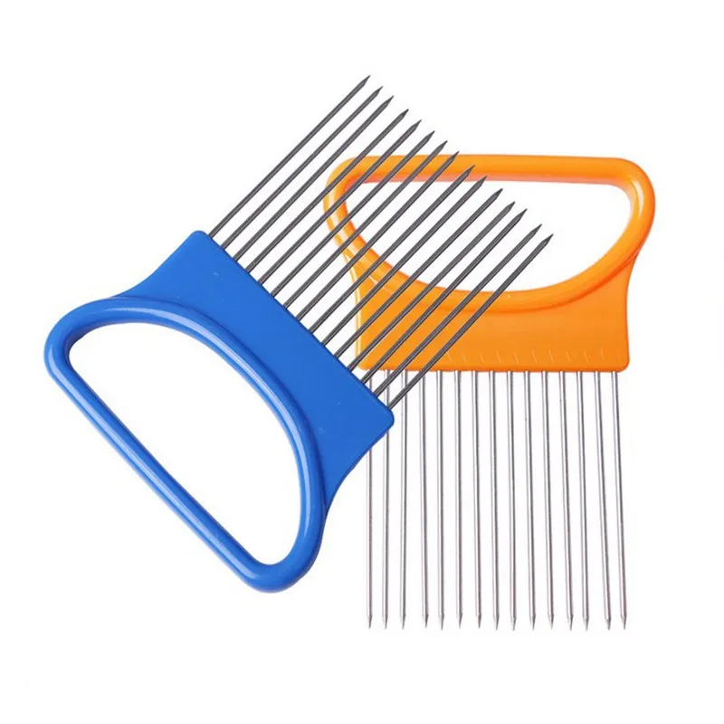 

1PC Shrendders Slicers Tomato Onion Vegetables Slicer Cutting Aid Holder Guide Slicing Cutter Safe Fork Kitchen Cooking Tools