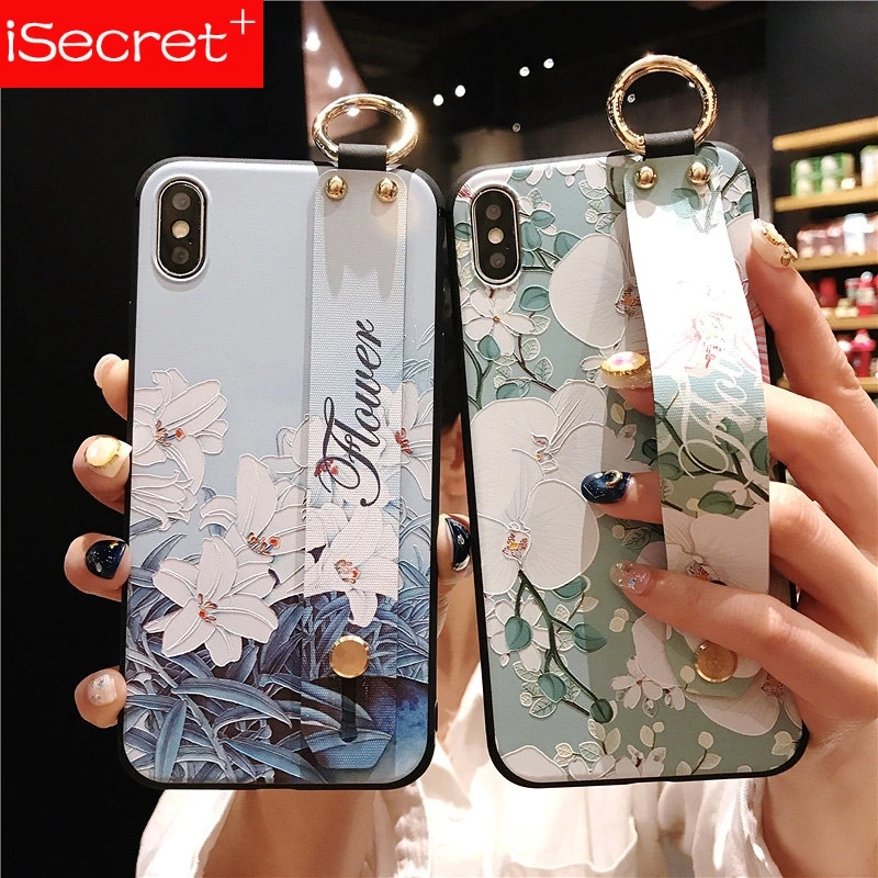 Чехол для телефона iSecret с ремешком на запястье iphone 7 8 6 6s plus чехол X Xs max XR рельефный