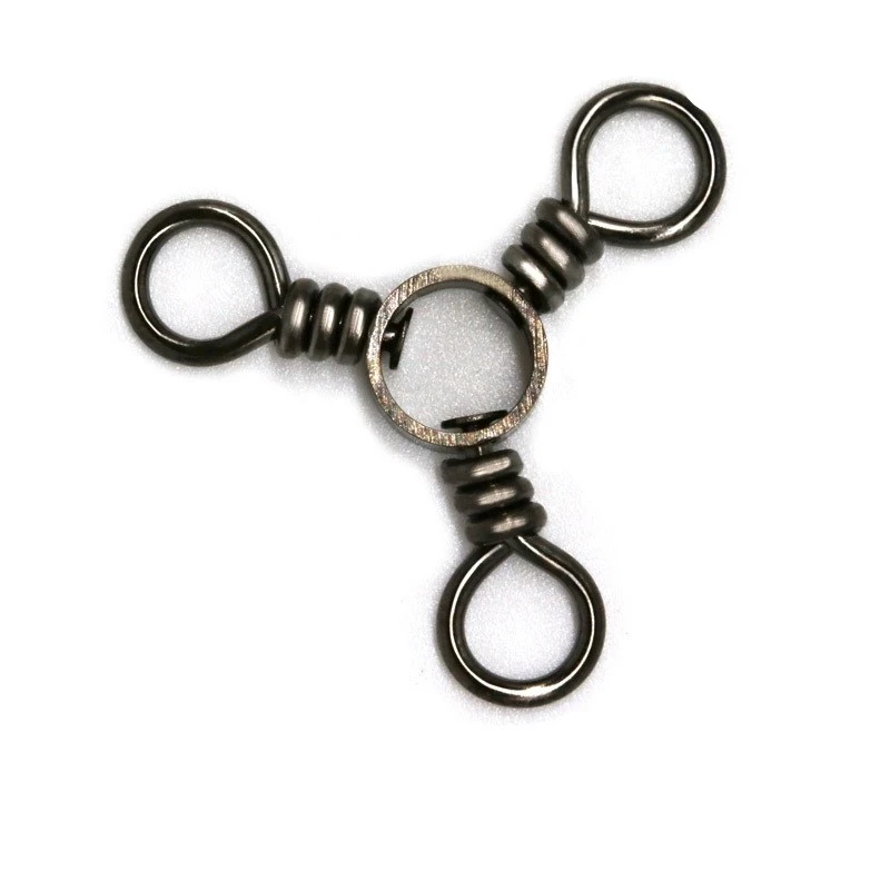 

50pcs Three-Way Swivels Triple Swivels Trolling Catfish Rig 30-220Lb Black Snap Triple Connector Rig Bass Fishing Hooks
