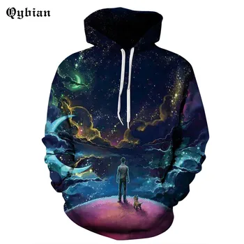 

Qybian 2017 New Mens Camouflage Hoodies Fashion Leisure Pullover Jacket Sweatshirts Sportswear Clothing Lonely Starry Sky Printe