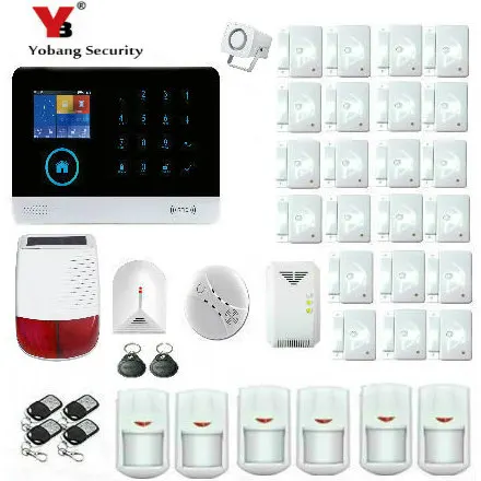 YobangSecurity Touch Keypad Wireless WIFI GSM GPRS RFID Burglar Home Security Alarm System IOS Android with Solar Power Siren