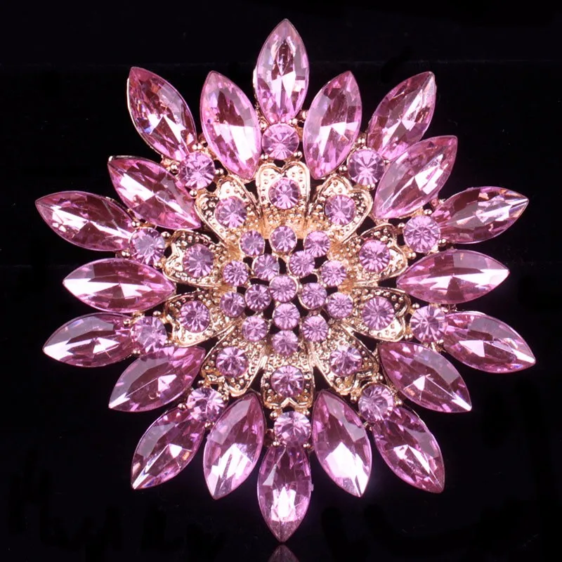 Multi Color Cute Crystal Flower Rhinestone Brooches For Women Fashion Female Party Jewelry Brooches 630022
