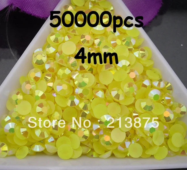 

Wholesale large quantity 30000pcs Lemon Yellow Magic color AB jelly 5mm resin rhinestones Mobile phone stick drill SS20