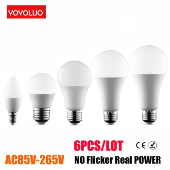 

6PCS LED Lamp E27 AC110V 220V LED Bulb led Light bulb Real power E14 15W 12W 9W 7W 5W 3W Cold Warm White Lampada Led Bombillas