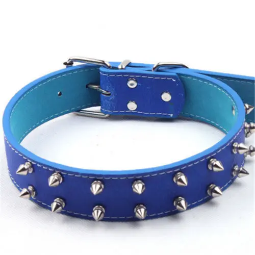 

AU Large Dog Collar Leather Pitbull Rivet Spiked Studded Pet Mastiff Walking