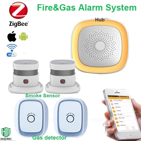  Wireless zigbee hub APP control wifi fire smoke sensor gas sensor bathroom Kitchen Combustible Gas  - 32819284592