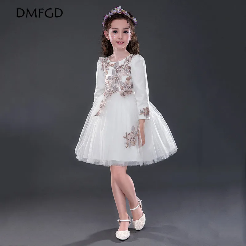 

Autumn and winter plus cashmere long-sleeved children's birthday party princess dress girls piano wedding dress