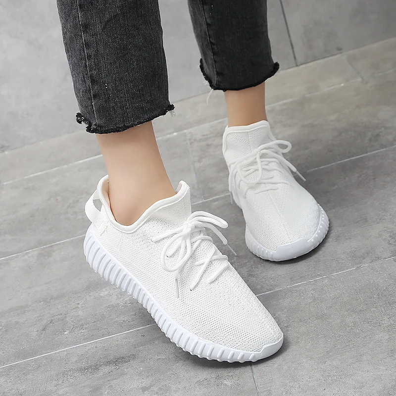 

Lucyever New Fashion Women Casual Shoes Breathable Air Mesh Famale Shoes Woman Comfortable Flat lace up Sneakers Plus Size 35-44