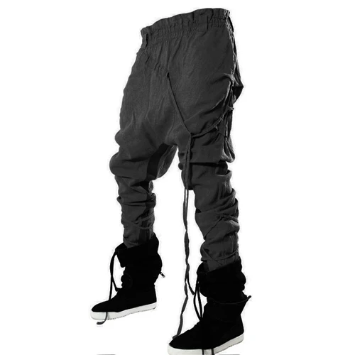 

New Fashion Street Loose Crotch Men's Cotton Hemp Straddle Trousers Leisure Small Foot Large Hallen Trousers