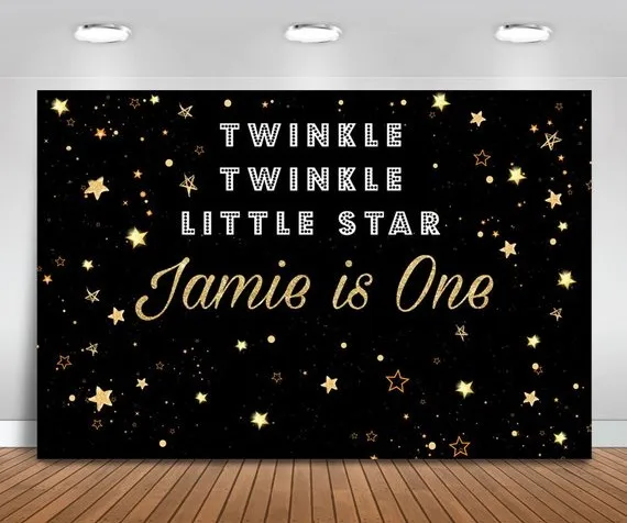 Custom Twinkle Twinkle Little Star Nero Partito Fotografia Sfondi Computer Di Stampa Di Compleanno Sfondo