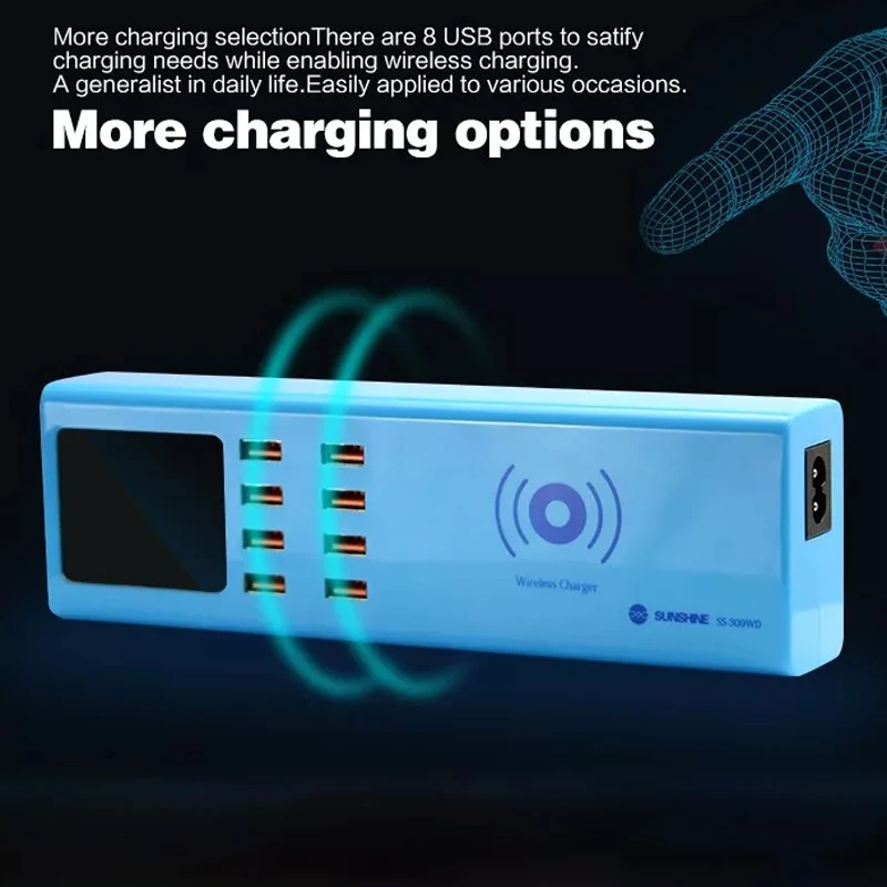 SS-309WD 8 USB ports Smart USB charger for wireless phone charging