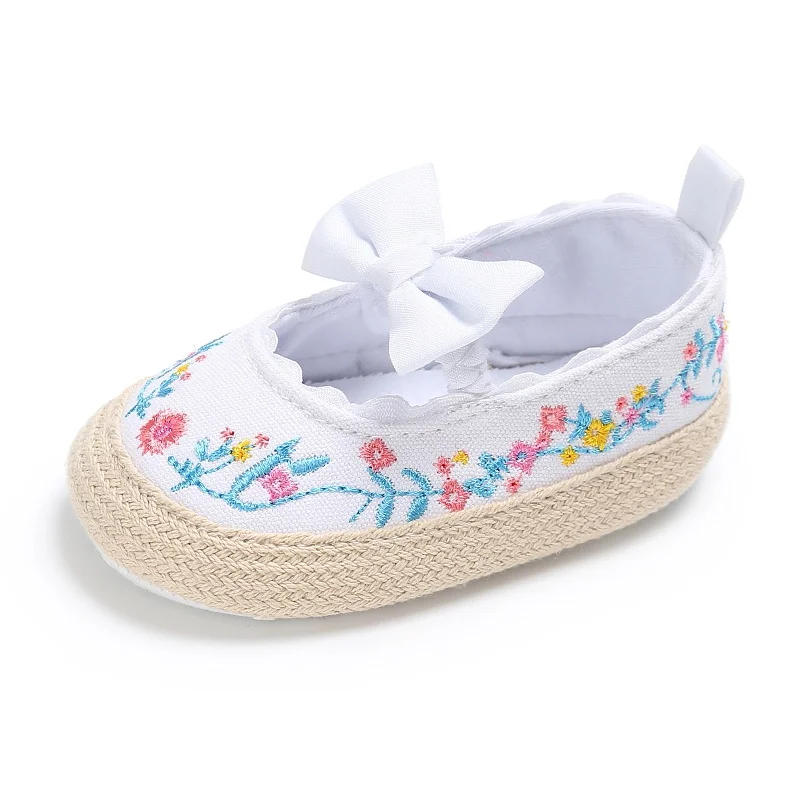 Новорожденные обувь для девочек принцесса милые Мэри Джейн лук первые ходунки детская кроватка Bebe мягкая подошва Нескользящая детская обувь Белый - Цвет: Белый