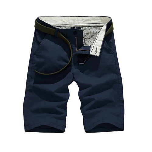 Высокое качество Летний стиль Карго короткие мужские хлопковые прямые военные короткие брюки сплошной красный/черный/хаки плюс размер 28-38 - Цвет: navy blue
